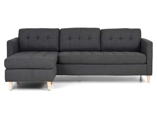 Marino 3-Zitsbank Met Chaise Longue Links Stof Donkergrijs.