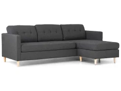 Marino 3-Zitsbank Met Chaise Longue Links Stof Donkergrijs.