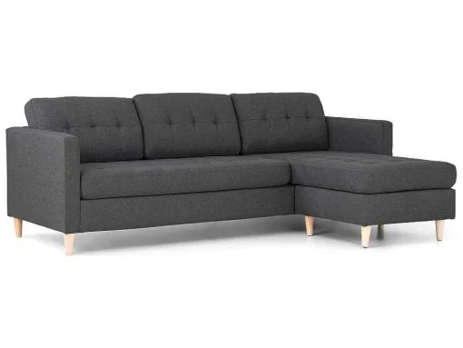 Marino 3-Zitsbank Met Chaise Longue Links Stof Donkergrijs.