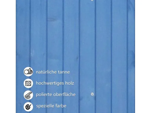 Massief Houten Tuinhuis Met Pvc Schuin Dak - 2 Planken 3 Klapdeuren - L124 X D46 X H174 Cm - Blauw