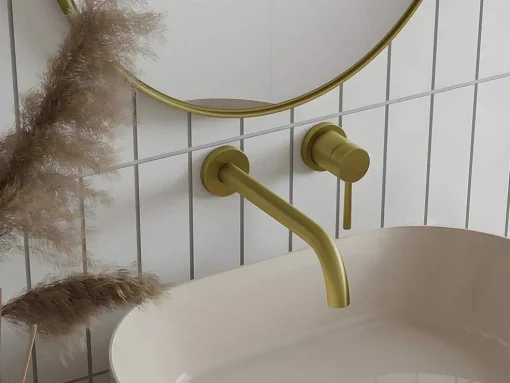 Mechanische Mengkraan Voor Inbouw Met Afgerond Uiteinde - Goudkleurig Met Satijnglans - Lozoya