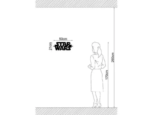 Metalen Decoratie Star Wars, Zwart, 50X1,5X21 Cm, Epikasa