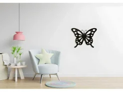 Metalen Decoratie Vlinder 7, Zwart, 48X1,5X37 Cm, Epikasa