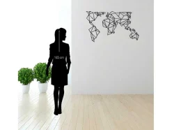 Metalen Decoratie Wereldkaart 21, Zwart, 140X1,5X80 Cm, Epikasa