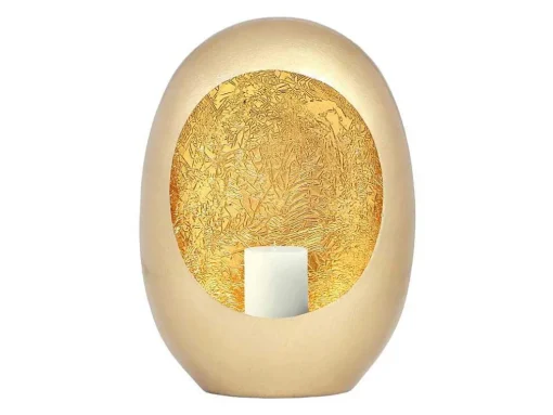 Metalen Kandelaar - B.26 X H.33 Cm - Messing En Bladgoud Afwerking - Verguld - Belinni