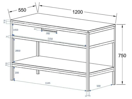Meubel Onder Wastafel Van Licht Teakhout En Metaal - 120 Cm - Tukad