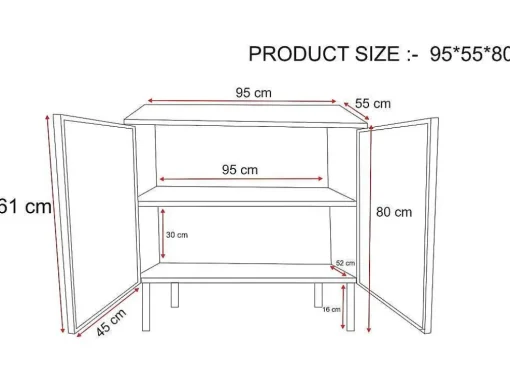 Meubel Voor Onder Wastafel Van Metaal - 2 Deuren - 95 Cm - Orionis
