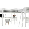 Mezzaninebed - 2 Bedden 90X200 Cm - 2 Bureaus Onder Het Bed - Wit
