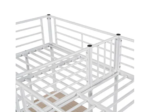 Mezzaninebed - 2 Bedden 90X200 Cm - 2 Bureaus Onder Het Bed - Wit