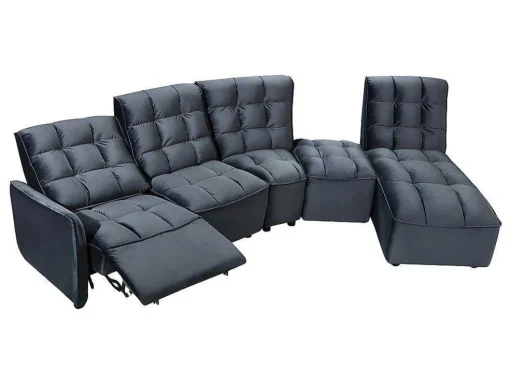 Moduleerbare Relaxhoekbank Van Fluweel - Antraciet - Alford