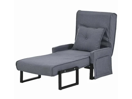 Multifunctionele Ligstoel Met Kussen - Om Te Bouwen Tot Fauteuil - Linnen Stof - Grijs