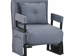 Multifunctionele Ligstoel Met Kussen - Om Te Bouwen Tot Fauteuil - Linnen Stof - Grijs