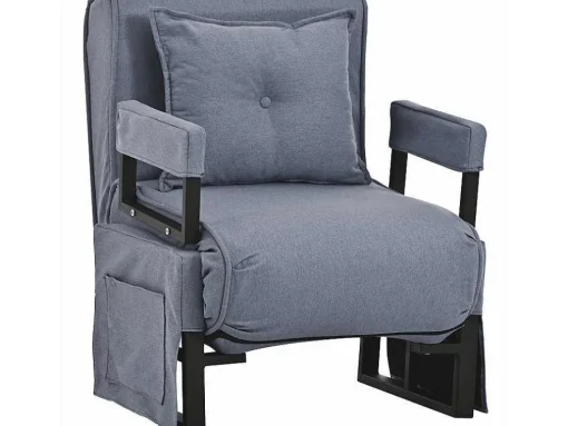 Multifunctionele Ligstoel Met Kussen - Om Te Bouwen Tot Fauteuil - Linnen Stof - Grijs
