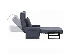 Multifunctionele Ligstoel Met Kussen - Om Te Bouwen Tot Fauteuil - Linnen Stof - Grijs