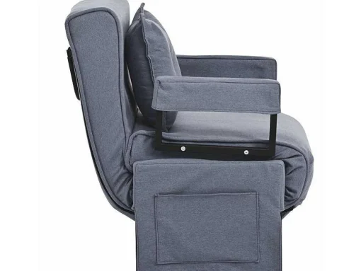 Multifunctionele Ligstoel Met Kussen - Om Te Bouwen Tot Fauteuil - Linnen Stof - Grijs