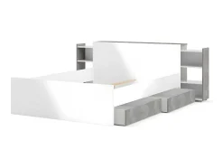 Nada Hoofdbord Met Opbergruimte 140 Cm, Betondecor/Wit Hoogglans.