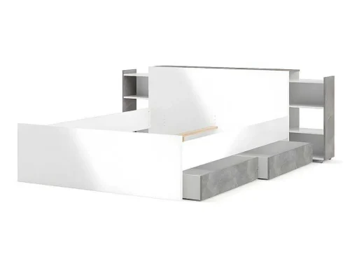 Nada Hoofdbord Met Opbergruimte 140 Cm, Betondecor/Wit Hoogglans.