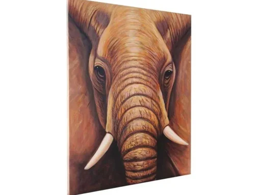 Olieverfschilderij Close-Up Olifant Handgeschilderd
