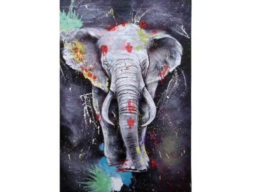 Olieverfschilderij Olifant Mcw-H25 Handgeschilderd, 180X120Cm