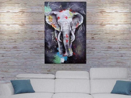 Olieverfschilderij Olifant Mcw-H25 Handgeschilderd, 180X120Cm