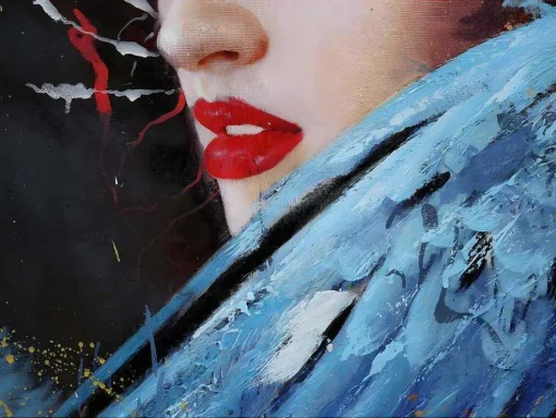Olieverfschilderij Vrouw Mcw-H25 Handgeschilderd, 100X150Cm