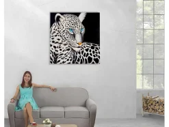 Olieverfschilderij Witte Luipaard Handgeschilderd