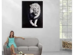 Olieverfschilderij Witte Leeuw Handgeschilderd