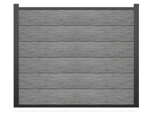 Omheining H156 Cm - Set Van 6 Latten In Composiet + 2 Lichtgrijze Palen - Enola