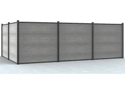 Omheining H181 Cm - Set Van 7 Latten In Composiet + 1 Lichtgrijze Paal - Enola