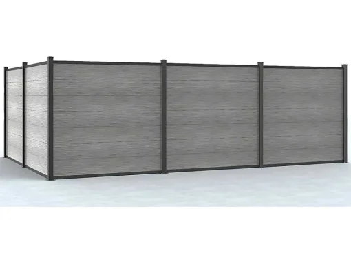 Omheining H181 Cm - Set Van 7 Latten In Composiet + 1 Lichtgrijze Paal - Enola