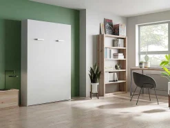 Opklapbaar Bed 140 X 200 Cm - Verticale Handmatige Opening - Wit - Malina Ii