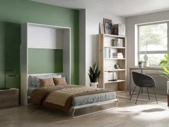 Opklapbaar Bed 140 X 200 Cm - Verticale Handmatige Opening - Wit - Malina Ii