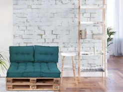 Palletkussen Baila - Katoen En Polyester - 80X120X12 Cm - Blauw