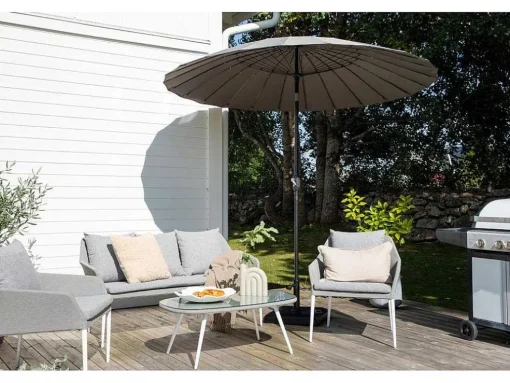 Palmetto Parasol Met Kantelfunctie Grijs.