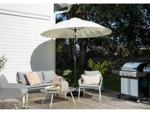 Palmetto Parasol Met Kantelfunctie Wit.