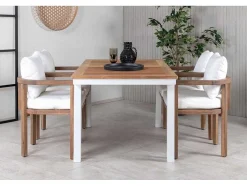 Panama Tuinmeubelset Tafel 90X152/210Cm En 4 Stoel Erica Naturel, Wit.