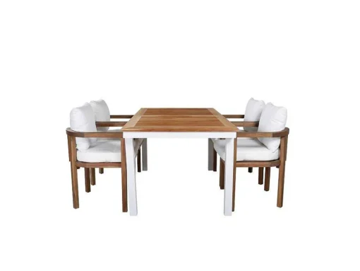 Panama Tuinmeubelset Tafel 90X152/210Cm En 4 Stoel Erica Naturel, Wit.