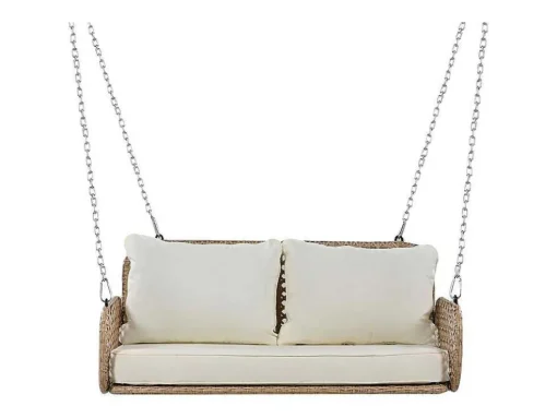 Pe Rotan Hangstoel - Tuinschommel - 2 Plaatsen - Met Kussens - Beige