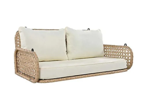 Pe Rotan Hangstoel - Tuinschommel - 2 Plaatsen - Met Kussens - Beige