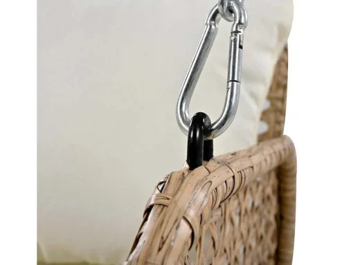 Pe Rotan Hangstoel - Tuinschommel - 2 Plaatsen - Met Kussens - Beige