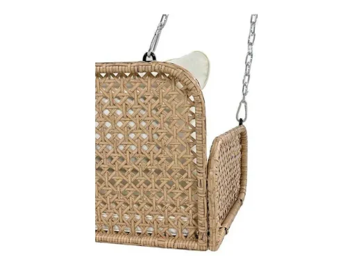 Pe Rotan Hangstoel - Tuinschommel - 2 Plaatsen - Met Kussens - Beige