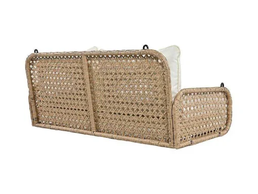 Pe Rotan Hangstoel - Tuinschommel - 2 Plaatsen - Met Kussens - Beige