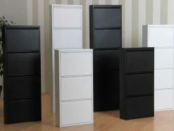 Pisa Schoenenkast Wit Metaal Met 5 Vakken - Set Van 3.