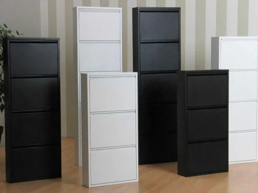 Pisa Schoenenkast Wit Metaal Met 5 Vakken - Set Van 3.