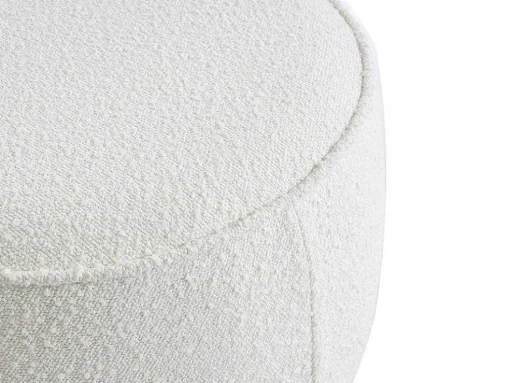 Poef Van Boucle Stof Met Voet In Lichtkleurig Hout - Miloden