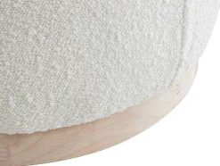 Poef Van Boucle Stof Met Voet In Lichtkleurig Hout - Miloden