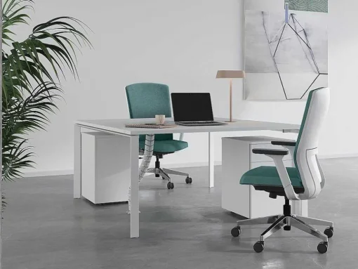 Professioneel Bureau Voor 2 Personen - Wit - L160 Cm - Downtown