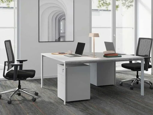 Professioneel Bureau Voor 2 Personen - Wit - L160 Cm - Downtown