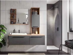 Ramon Spiegel Bad 80Cm 3 Planken Grijs,Eik Decor.