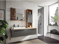 Ramon Spiegel Bad 80Cm 3 Planken Grijs,Eik Decor.